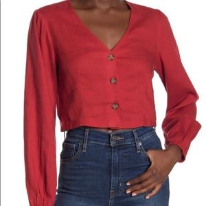 SOLD Lush Cropped Button Front Blouse